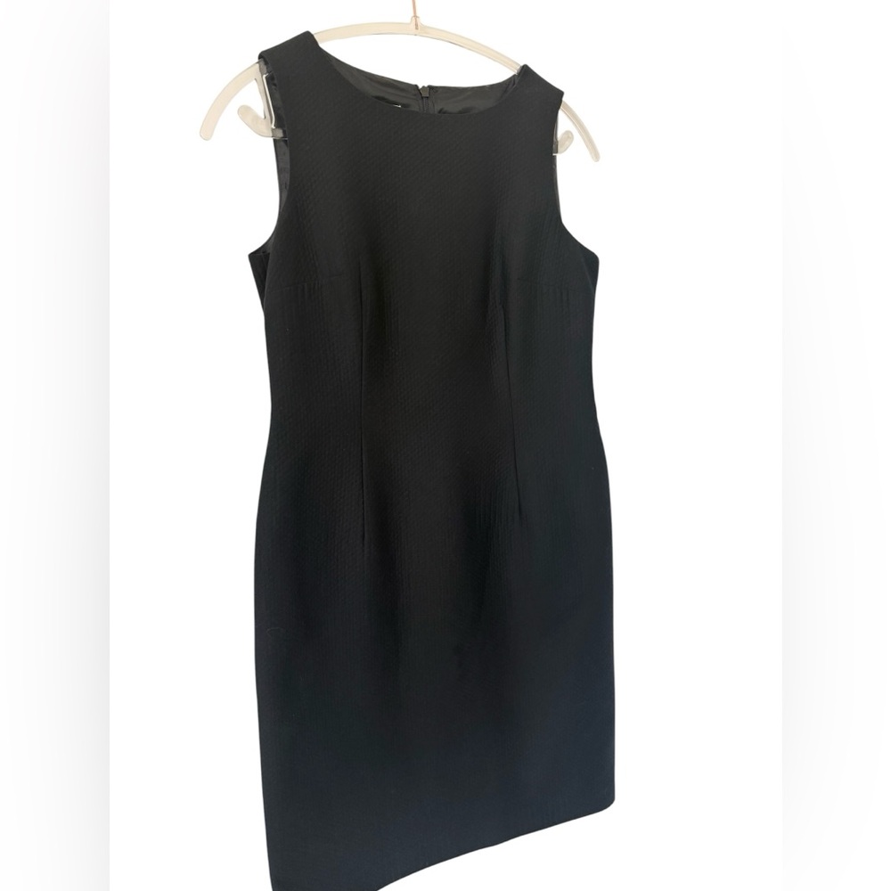 Talbots Petites 6P Black Sheath Dress Knee Length Textured Cotton NWT